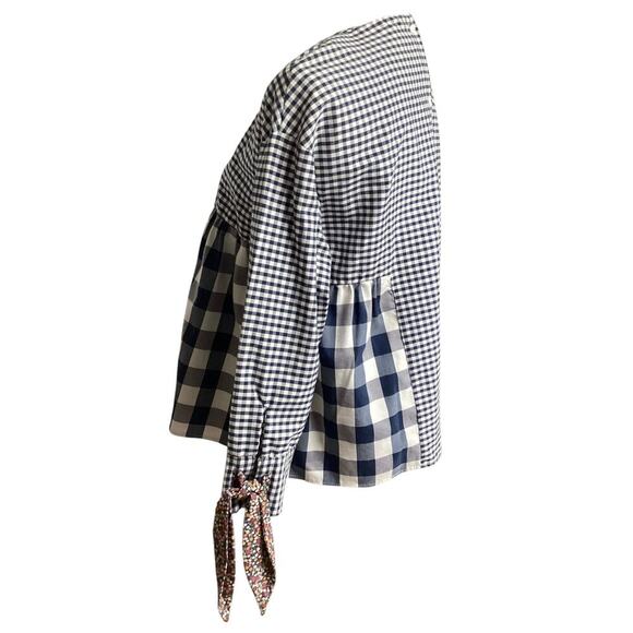 Zara Trafaluc Gingham Floral Neck Tie Back Buttons Babydoll  Small - Picture 3 of 8